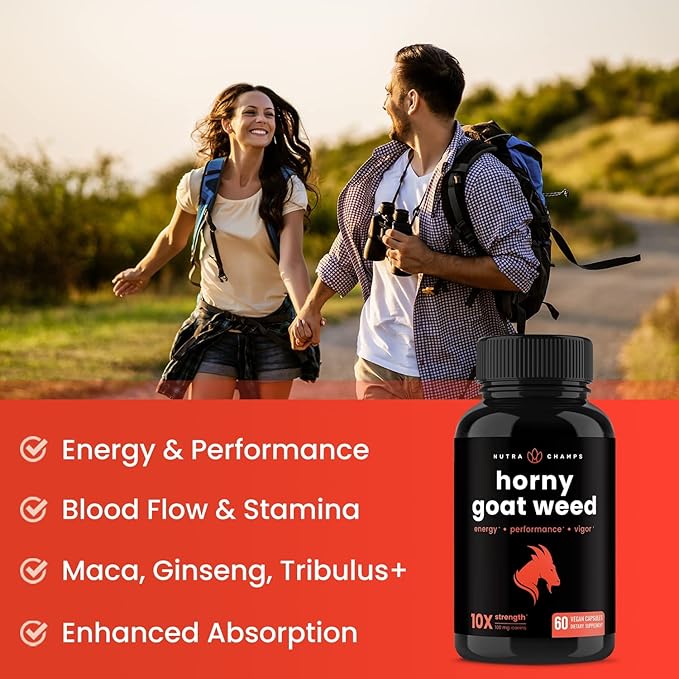 NutraChamps L-Arginine Capsules and Horny Goat Weed Capsules 2 Pack Bundle