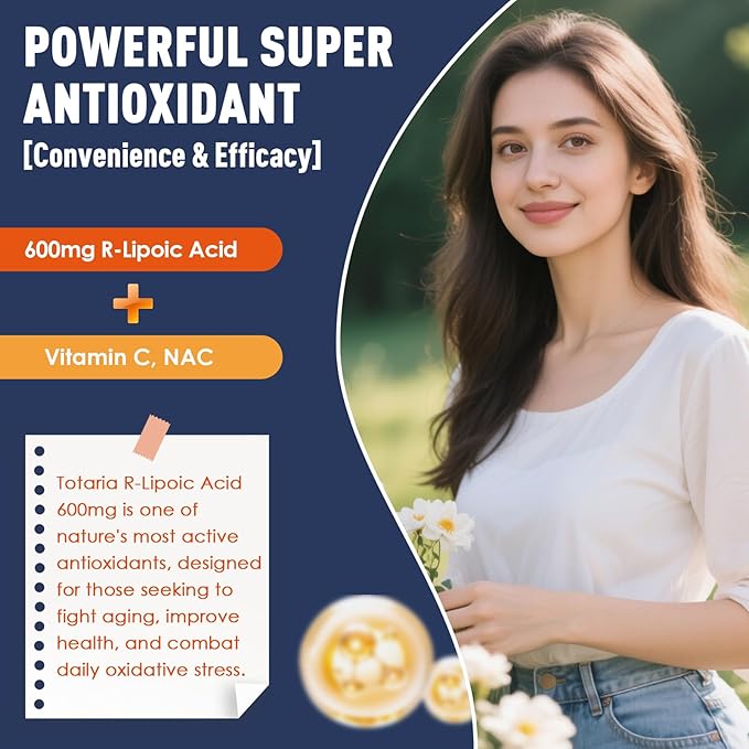 R Alpha Lipoic Acid 600mg - ALA Supplement Capsules for Neuropathy Support Supplement Antioxidant, Nerve Health, Liver Detox, Metabolism and Cell Energy, Anti-Aging, Non-GMO, Gluten Free, Vegan Safe