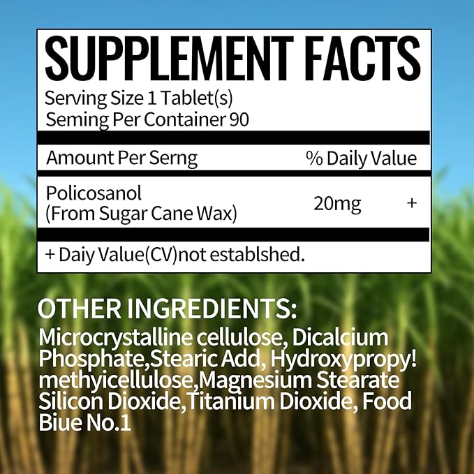 Dr. Brian Policosanol 20mg | 90 Policosanol Tablets for Heart Health Support | Non-GMO, Vegan, Gluten Free, Dairy Free