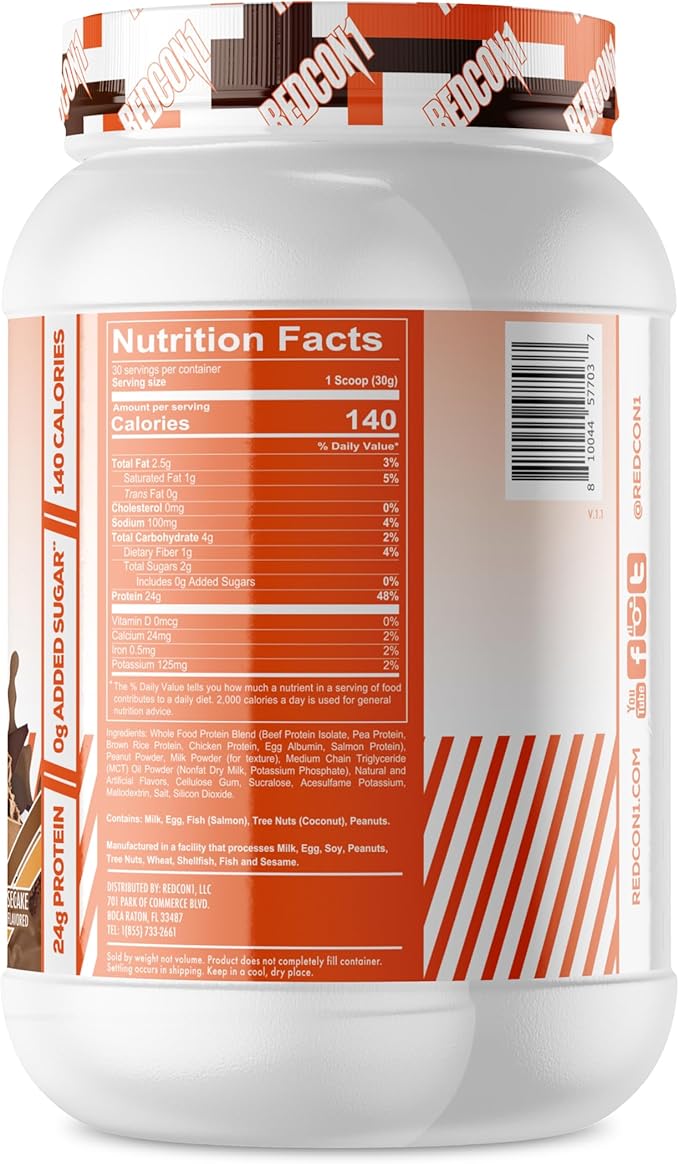 REDCON1 MRE Lite Whole Food Protein Powder, Juniors, Peanut Butter Chocolate Cheesecake - Low Carb, Whey Free Meal Replacement with Animal Protein Blends & MCT Oils - Easy to Digest (30 Servings)