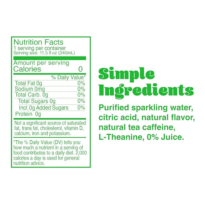 PHOCUS Energy Drink, Crisp Apple Sparkling Water, 75mg Natural Caffeine Plus L-Theanine, Zero Sugar, Zero Calories, No Artificial Sweeteners, 11.5 fl oz Cans (Pack of 12)