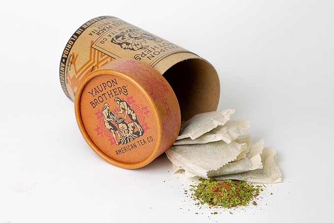 Yaupon Brothers Spiced Peach Yaupon Tea - 16 Eco-Friendly Yaupon Peach Tea Bags Crafted from Organic Peach Green Tea Ingredients & Antioxidant Rich - Pure Peach Tea Leaves in Fiber Bags