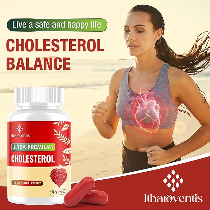 Cholesterol Supplements with Plant Sterols, Niacin, Red Yeast Rice, Bergamot, Omega-3 & Garlic - Max Absorption - 90 Softgels