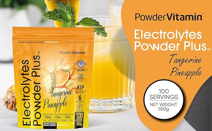 Electrolytes Powder Plus (100 Servings) Tangerine Pineapple Electrolyte Powder Zero Calorie Keto,0Sugar, No Maltodextrin,1000mg Potassium,120mg Calcium,120mg Magnesium, Hydration Powder