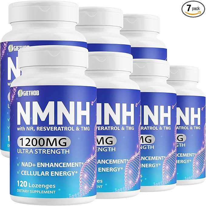Sublingual NMNH (Dihydronicotinamide Mononucleotide), NMN Supplement Alternative, NAD Supplements for Women Men, with Resveratrol, NR & TMG, NAD+ Levels as We Age, Anti-Aging, Energy, Focus, 7 Pack