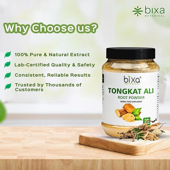 bixa BOTANICAL Tongkat Ali Root Powder – 1 lb (16 oz) | Tongkat Ali for Men & Women | Gluten-Free, Non-GMO, Steam Treated, Vegan, 100% Pure – Natural Health Support for Energy & Wellness