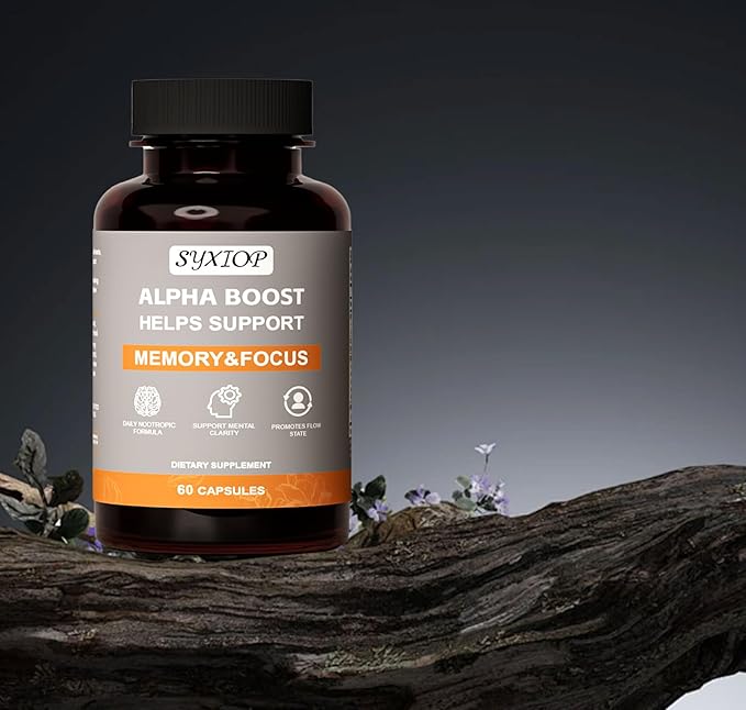 Alpha Boost Swallowable 60 Small Capsules Vitamin B6 L-Tyrosine L-Theanine Phosphatidylserine L-Alpha glycerylphosphorylcholine L-Leucine Enhance Brain Enhance Concentration Enhance Memory