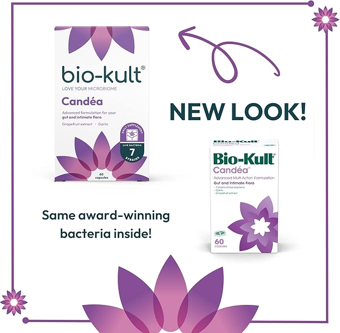 Bio-Kult Candéa Probiotic, Advanced Multi-Strain Formulation for Intimate Flora with Grapefruit Extract and Garlic – 60 Capsules