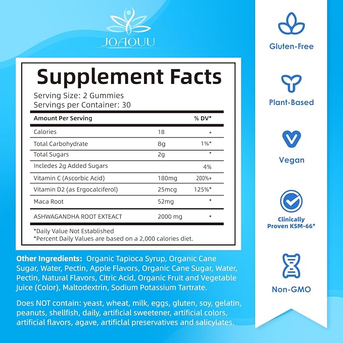 (120 Count) Ashwagandha Gummies KSM-66 - Mixed Berry, Vegan, Plant Based, Non-GMO, Gluten-Free & Gelatin Free Relax, Organic Ashwa Root Extract Supplement for Immune Support