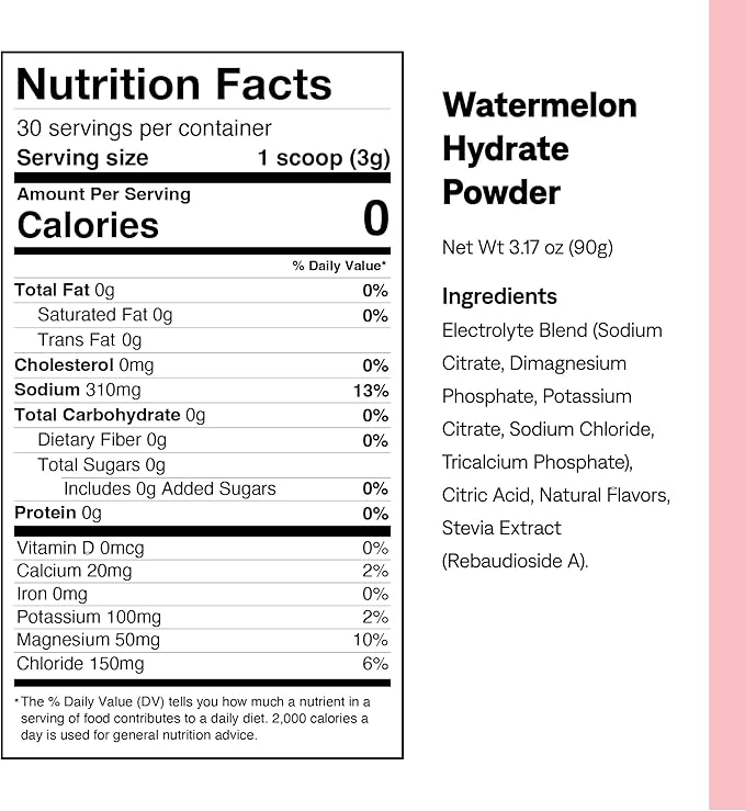 UCAN Hydrate Electrolyte Drink Mix (Watermelon, 30 Servings) Sugar-Free, Keto-Friendly, Vegan, Non-GMO, Gluten-Free Electrolyte Powder with Potassium & Magnesium for Runners & Athletes