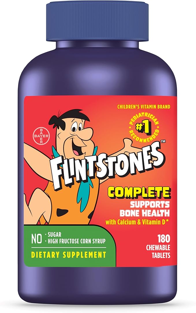 Flintstones Vitamins Chewable Kids Vitamins, Complete Multivitamin & L’il Critters Fiber Daily Gummy Supplement for Kids, for Digestive Support, Berry and Lemon Flavors, 90 Gummies