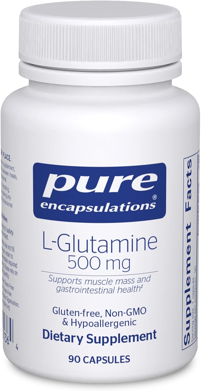 Pure Encapsulations L-Glutamine 500 mg - Supplement for Immune and Digestive Support, Gut Health and Lining, Metabolism, and Muscle Support* - with Free-Form L-Glutamine - 90 Capsules