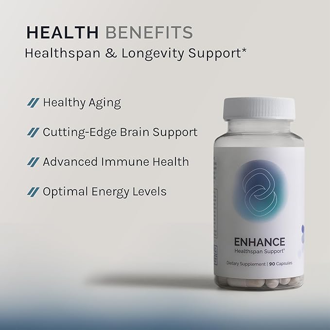 Enhance Healthspan Support, 90 Capsules (30 Day Supply), Longevity and Healthy Aging Support Dietary Supplement, NMN Alternative with Arginine Alpha-Ketoglutarate (AAKG)