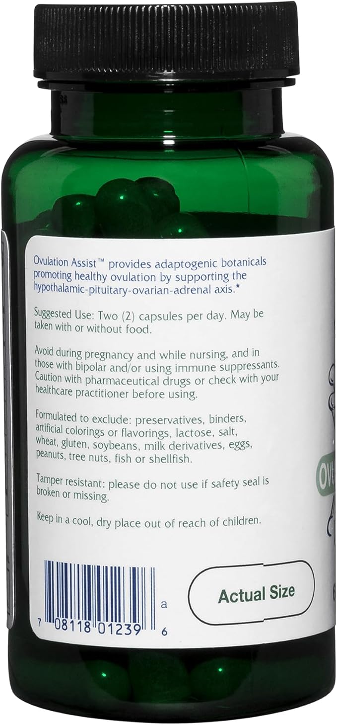 Vitanica Ovulation Assist - Ovarian Health & Adrenal Support with Rhodiola Rosea, Holy Basil, Tribulus Terrestris & Chaste Tree - Herbal Dietary Supplement - Pro Logo - 60 Vegan Caps