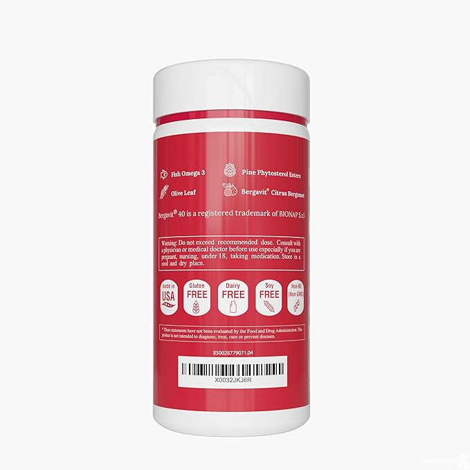 UpNourish Plant Sterols Citrus Bergamot Supplement for High Cholesterol with Stanols, Heart Health Support with CoQ10, Omega 3, Olive Leaf, Turmeric Curcumin, Black Garlic and Niacin - 120 Softgels