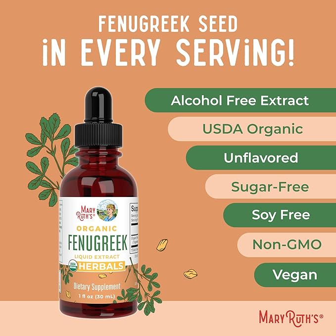 Organic Fenugreek Seed Liquid Extract by MaryRuth's | USDA Organic | Easy-to-Take | Fenugreek Seeds Supplement | Herbal Extract | Vegan | Gluten Free | Sugar Free | Non-GMO | 30 Servings