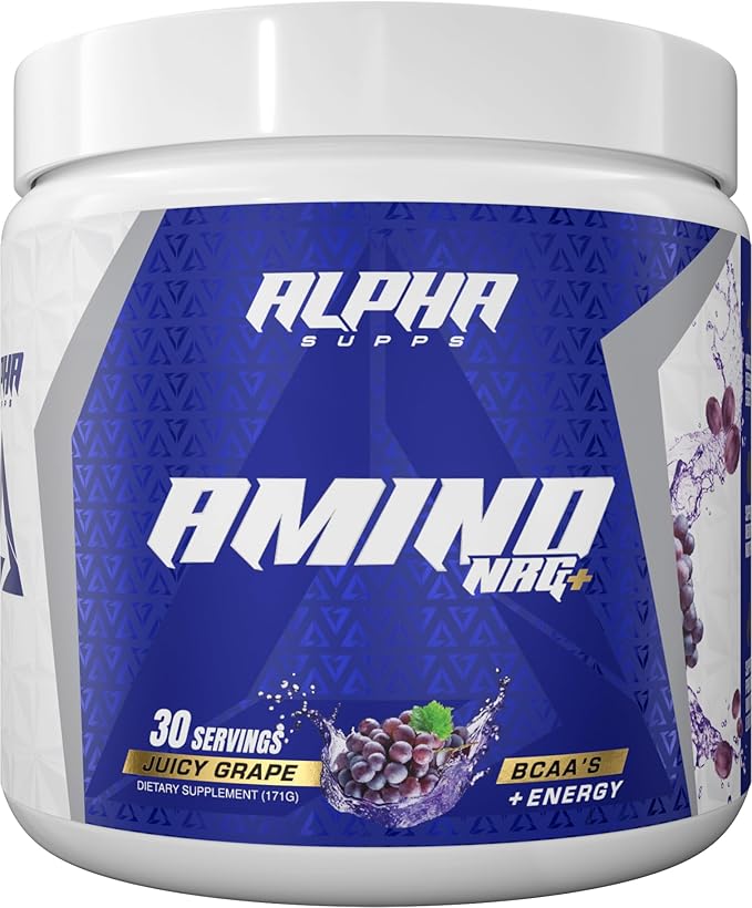 Amino NRG+ BCAA Amino & Energy Recovery Powder - Hydration Blend with Electrolytes - Focus Blend for Optimal Performance Support in Men & Women (30 Servings, Juicy Grape)