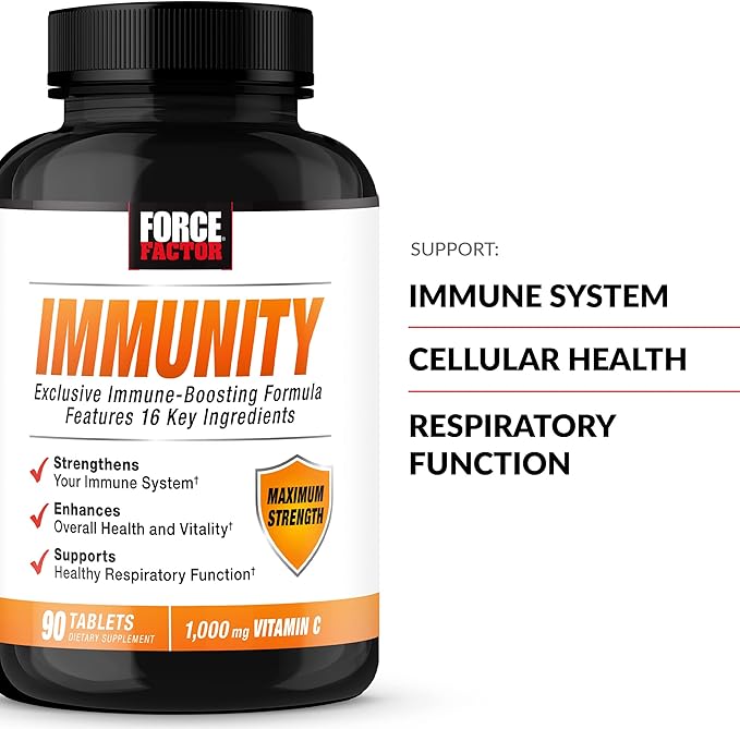 Force Factor Immunity, Immune Support Booster with Elderberry and 1000mg of Vitamin C, Plus Vitamin D, Zinc, Probiotics, Antioxidants, and Echinacea for Immune Health Defense, 90 Count (Pack of 3)