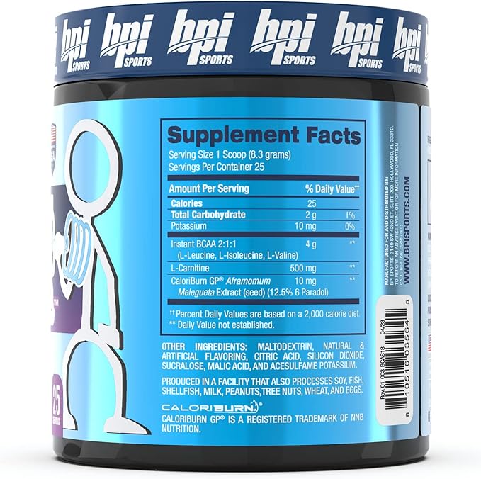 BPI Sports Best BCAA Shredded - Thermogenic Recovery Drink - Caffeine Free - BCAA Powder - Lean Muscle Building, Preworkout, Aminos & Hydration - Snow Cone - 25 Serving