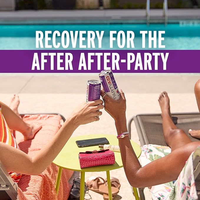 PARTYAID Rehab Blend, Feel Good Tonight and Tomorrow, Contains 5-HTP, B-Complex, Milk Thistle, Electrolytes, No Artificial Flavors or Sweeteners, Caffeine-Free, 12 Fl Oz (Pack of 24)