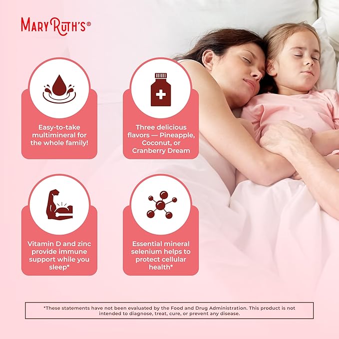MaryRuth's Liquid Nighttime Multimineral | NO Melatonin | Bedtime Routine | Magnesium Citrate | Calcium | Zinc | Vitamin D3| Available in 4 Flavors | Vegan | Sugar Free | Gluten Free | 32 Oz