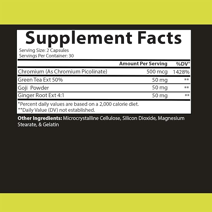 Angry Supplements Curb The Crave – Chromium, Green Tea Extract, Goji Powder, Ginger Root Extract Pills, Digestive Health & Wellness, 60 Capsules (1-Bottle, 30 Day Supply)
