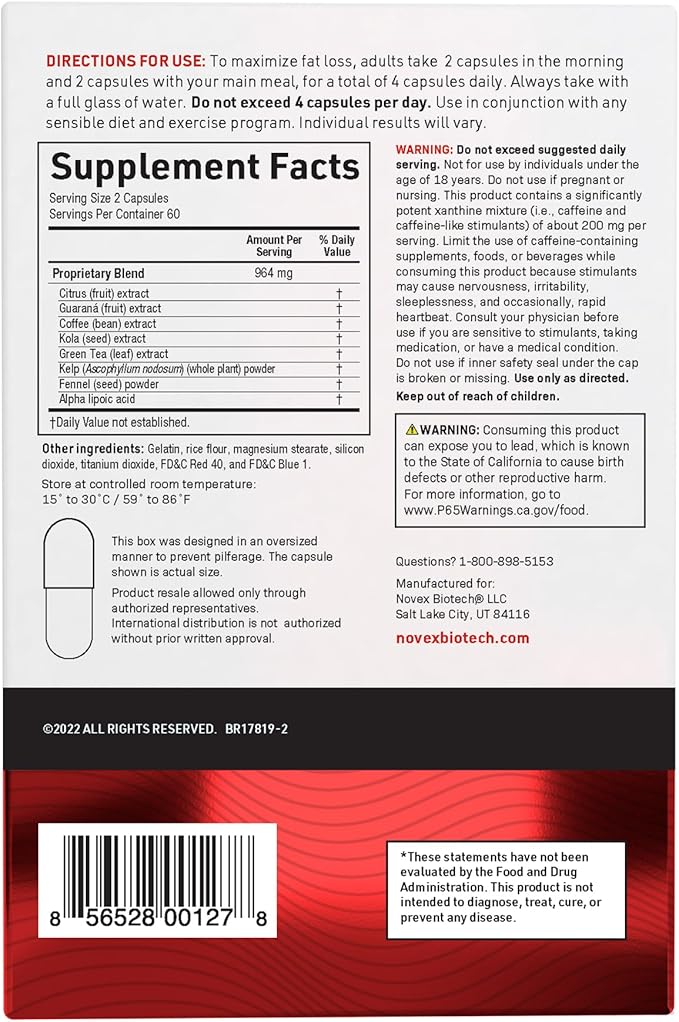 Novex Biotech ThermoDyne - Thermogenic Fat Burner – Appetite Suppressant – Metabolism Boost – Burn Calories – Energy Booster – Fat Burning Pills – Promote Lean Muscle Tone - 30-Day Supply