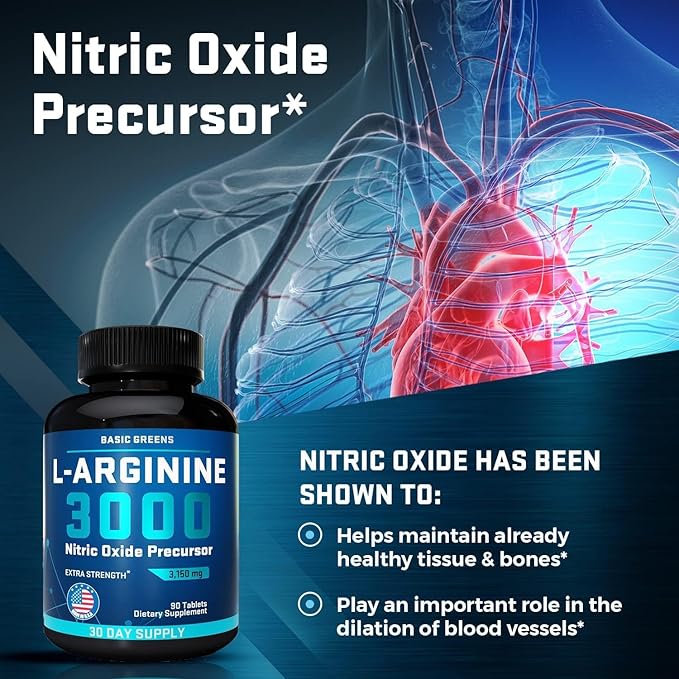 L Arginine 3,150mg (180 Capsules) - L-Arginine Supplement for Men and Women with Nitric Oxide Precursor, LArginine Supplement