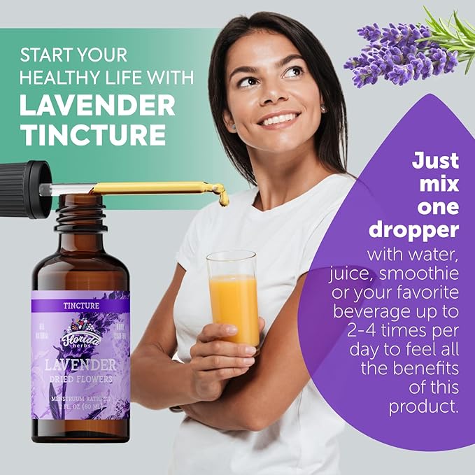 Lavender Flower Liquid Extract for Calming Nervous System Support, Organic Lavender Extract (Lavandula X Intermedia) Dried Flow 2 Fl Oz