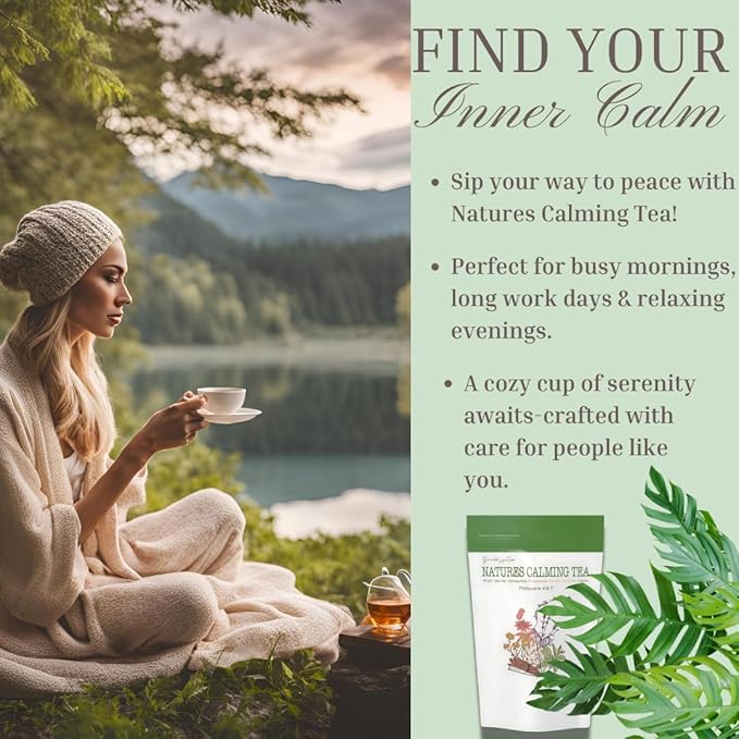 Herbal Calming Tea – Chamomile, Lavender & Ashwagandha for Stress Relief & Relaxation | Soothing Sleep & Digestive Support