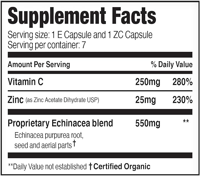 EZC Pak On The Go Immune System Booster with Echinacea, Vitamin C, Zinc, Immune Support Supplement, Immunity Vitamins for Adults, Travel-Friendly Packaging, Vegetarian, Gluten-Free