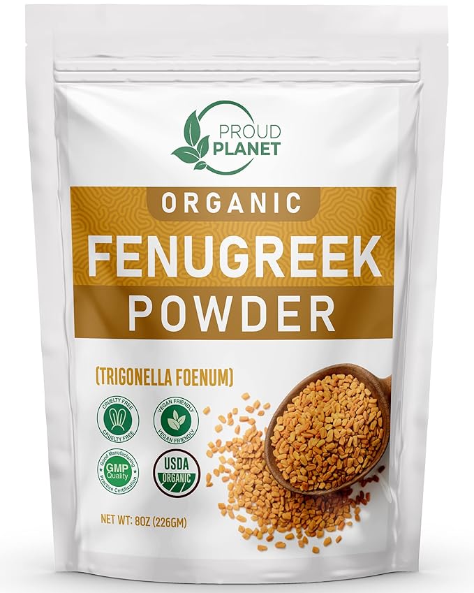 Organic Fenugreek Powder 8oz (226g) For Health, Skin & Hair Methi Seeds Powder | Non GMO & Gluten Free | USDA Certified by Proud Planet