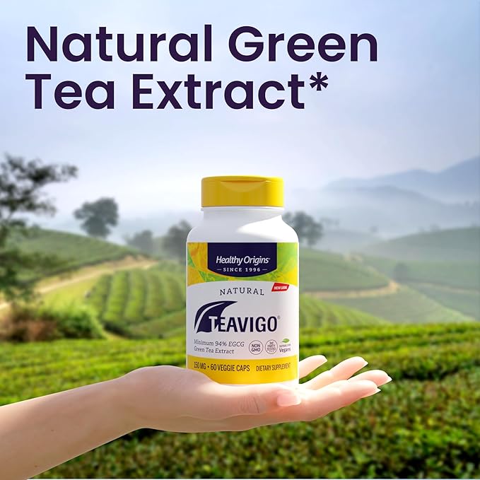 Healthy Origins Teavigo 150 mg (94% Egcg, Green Tea Extract, Non-GMO, Gluten Free, Antoixidant), 60 Veggie Caps