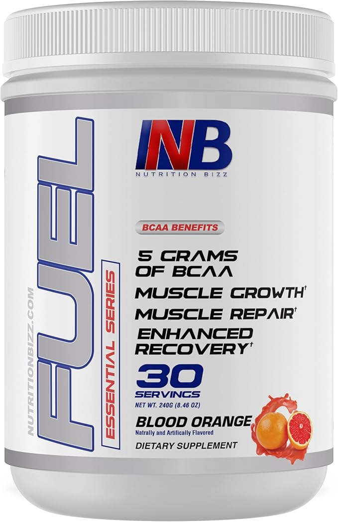 BCAA Powder, 5 Grams of BCAAs Amino Acids, Post Workout Recovery Drink for Muscle Building, Recovery, and Endurance, 30 Servings (Blood Orange)