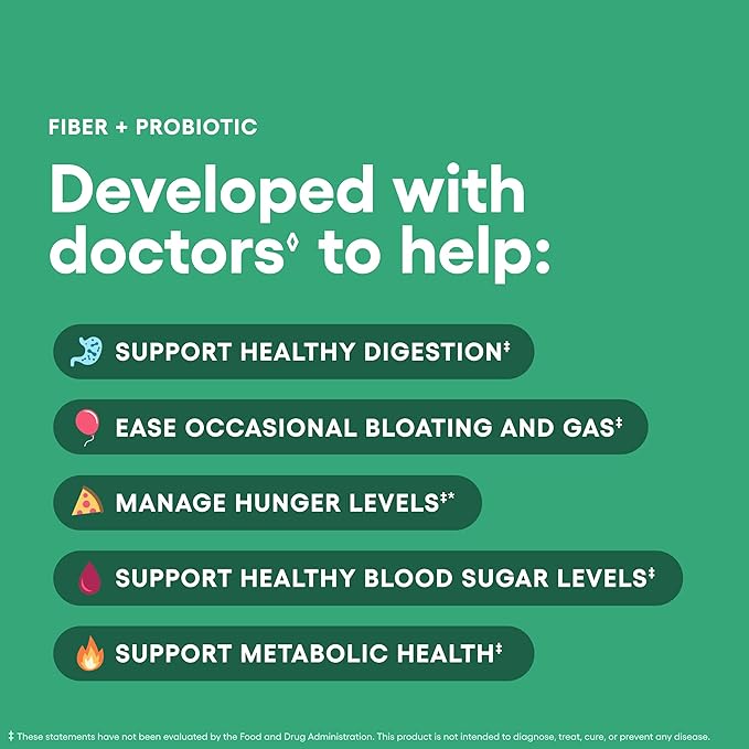 Physician's CHOICE Fiber & Probiotic Powder - Supports Regularity, Bloating, Gas, & Digestive Health - Organic Prebiotics - Sugar Free Formula - Fiber Supplement for Women & Men - Unflavored - 8.7 oz