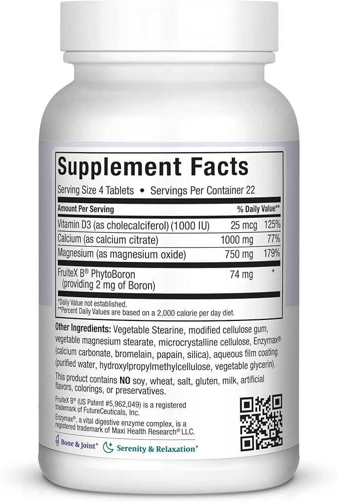 Maxi Health Calcium Magnesium Supplement with Vitamin D3 and Boron - Kosher Bone Health & Nighttime Formula, Calcium Citrate CalMag & Vitamin D (90 Tablets)