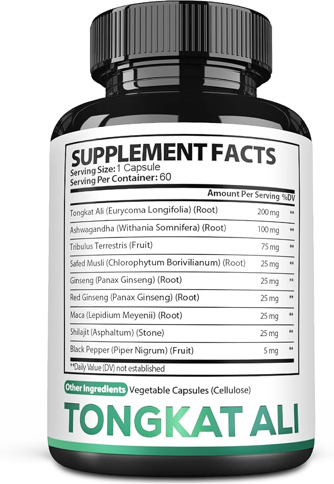Satoomi Tongkat Ali Root Extract 200:1-9 Essential Herbs with Ashwagandha, Tribulus Terrestris & More - Support Strength, Energy and Healthy Immune - 60 Vegan Caps 2 Month Supply