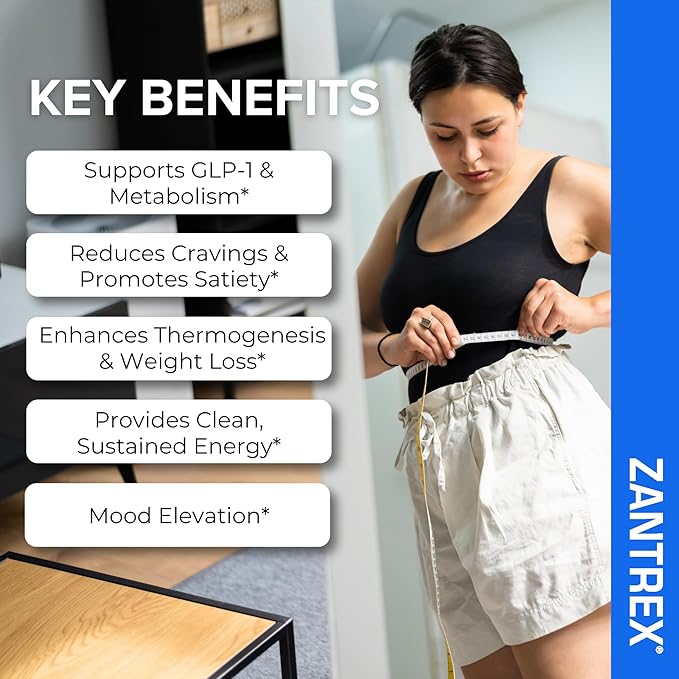 Zantrex Blue Energy & Thermogenesis Boost Energy | Weight Management Supplement for Appetite Control, Increased Calorie Burn and Supports GLP-1 Levels | 60 Capsules
