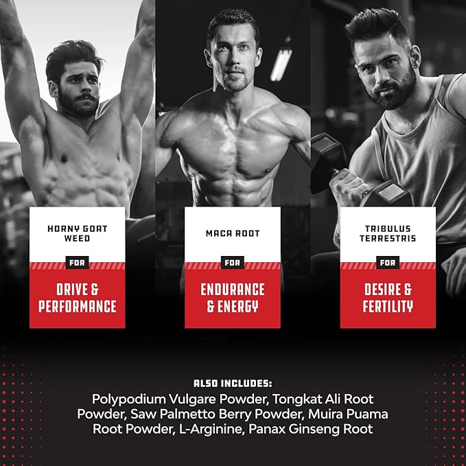 Extra Strength Testosterone Booster for Men - Herbal Testosterone Supplement for Men with Horny Goat Weed Maca Root Tongkat Ali and Saw Palmetto Extract for Muscle Enlargement Stamina and Strength