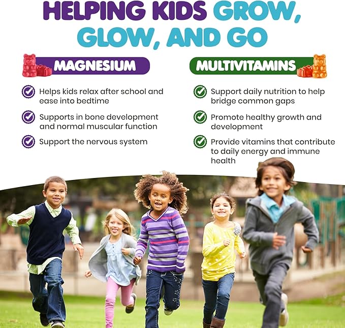 DR. MORITZ Kids Magnesium Gummies (60 Count, 2 Pack) and Kids Multivitamin Gummies (60 Count, 2 Pack) Bundle - for Relaxation and Health Support - Toddler Vitamins - Magnesium Calm Supplement