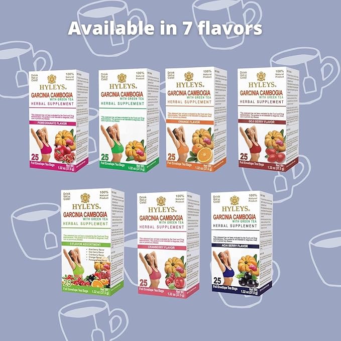 HYLEYS Tea Garcinia Cambogia Green Tea with Pomegranate Flavor - 25 Tea Bags