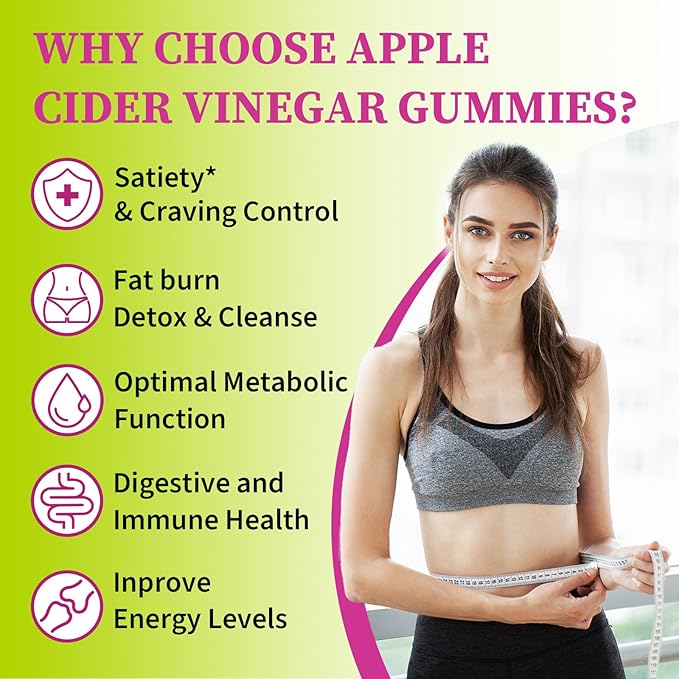 Apple Cider Vinegar Gummies, Keto ACV Gummies for Women and Men, Apple Cider Vinegar Supplement with Green Tea Extract, Probiotic for Detox Cleanse, Metabolism, Energy & Digestive Health, 120 Counts