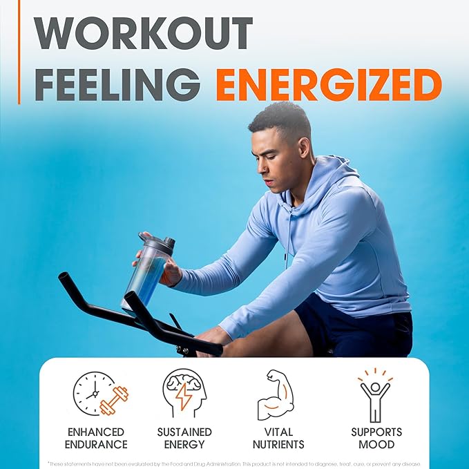 Genius Energized Pre Workout Powder – Caffeine Infused Pre-Workout Booster Supplement with Beta Alanine & Alpha GPC, No Artificial Sweeteners or Dyes - 200mg Caffeine, 20 Servings, Blue Raspberry
