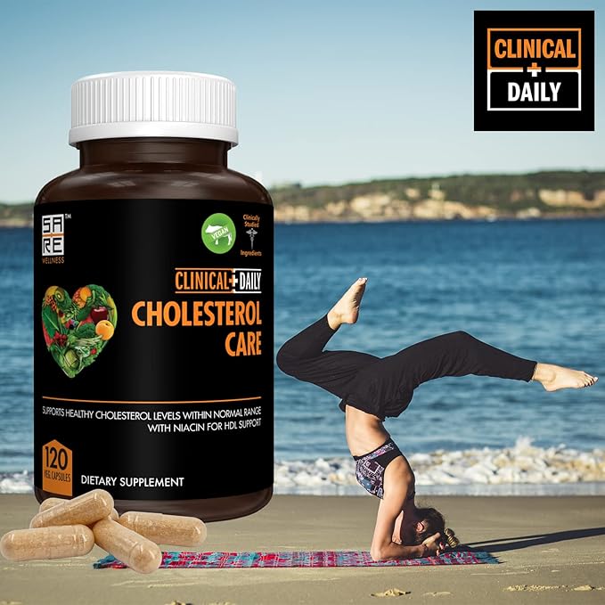 Clinical Daily Cholesterol Care Supplement. Vegan Cholesterol and Triglyceride Supplements. Plant Sterols Supplements Cholesterol Support with Guggul, Garlic, Niacin. 120 Capsules