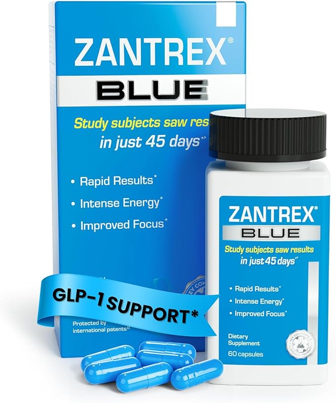 Zantrex Blue Energy & Thermogenesis Boost Energy | Weight Management Supplement for Appetite Control, Increased Calorie Burn and Supports GLP-1 Levels | 60 Capsules