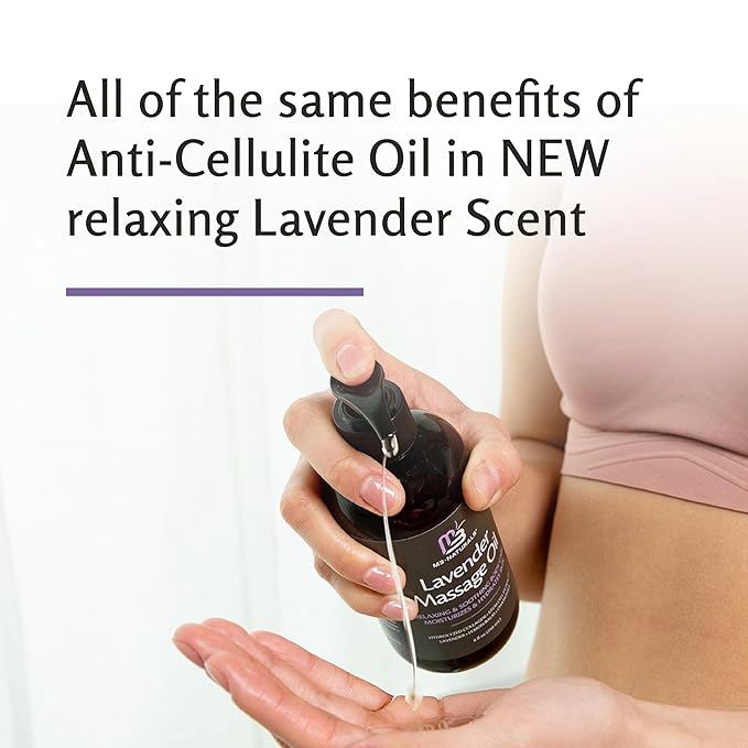 Lavender Massage Oil with Collagen and Stem Cells, Skin Tightening Therapy for Bum, Thighs, and Belly, Fast-Absorbing Cellulite Oil by M3 Naturals