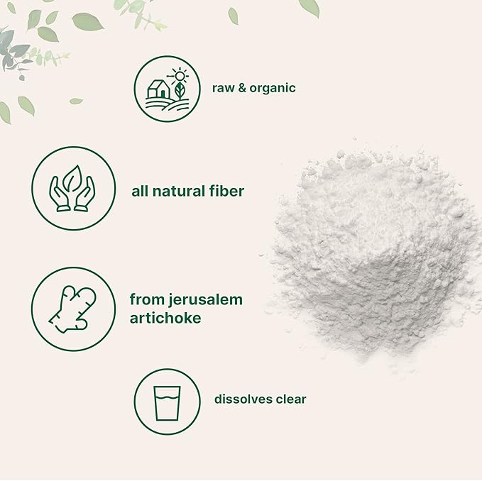 Organic Inulin FOS Powder (Jerusalem Artichoke), 2.2 Pounds (35 Ounce), Quick Water Soluble, Prebiotic Intestinal Support for Colon and Gut Health, Natural Fibers for Smoothie & Drinks, Vegan Friendly