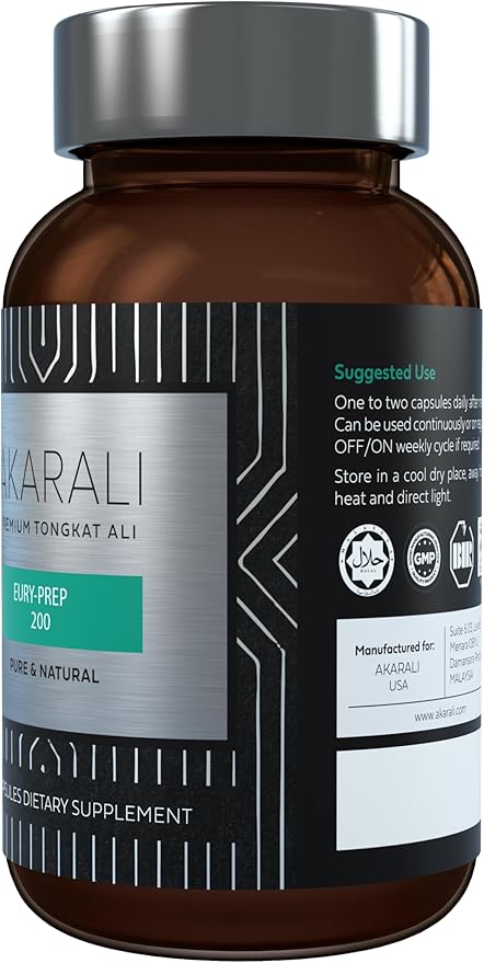 Tongkat Ali Root Extract by Akarali with US Patented Physta® Extraction Technology , Higher Eurycomanone, Natural Testosterone Support