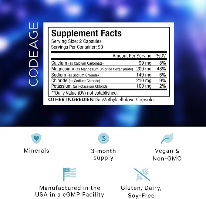Codeage Keto Electrolytes Supplement – Vegan Electrolyte Tablets w Magnesium, Potassium, Calcium & Salt - Electrolyte Powder Salt Pills & Drink Hydration Supplements - Non-GMO Keto Diet - 180 Capsules