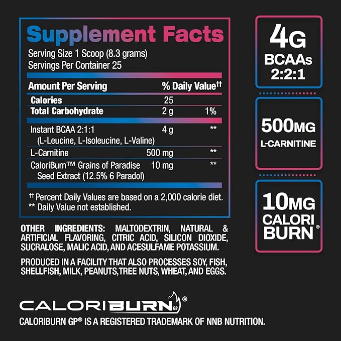 BPI Sports Best BCAA Shredded Caffeine-Free Thermogenic Recovery Formula BCAA Powder Lean Muscle Building Accelerated Recovery - Hydration - Blue Raspberry- 25 Servings - 9.7 Ounce